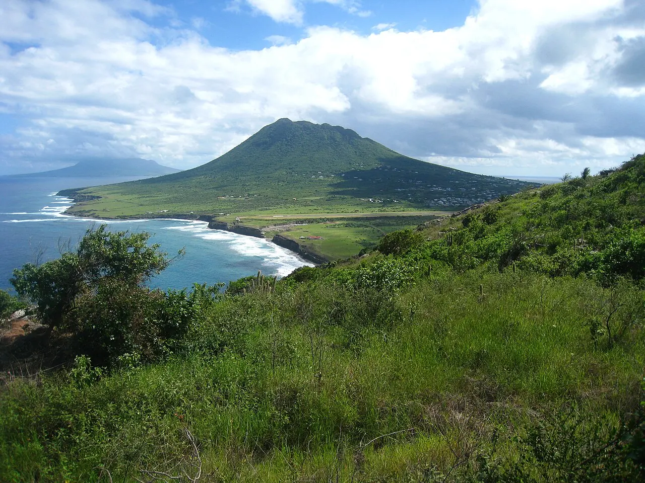 The green slopes of The Quill rising above Sint Eustatius
